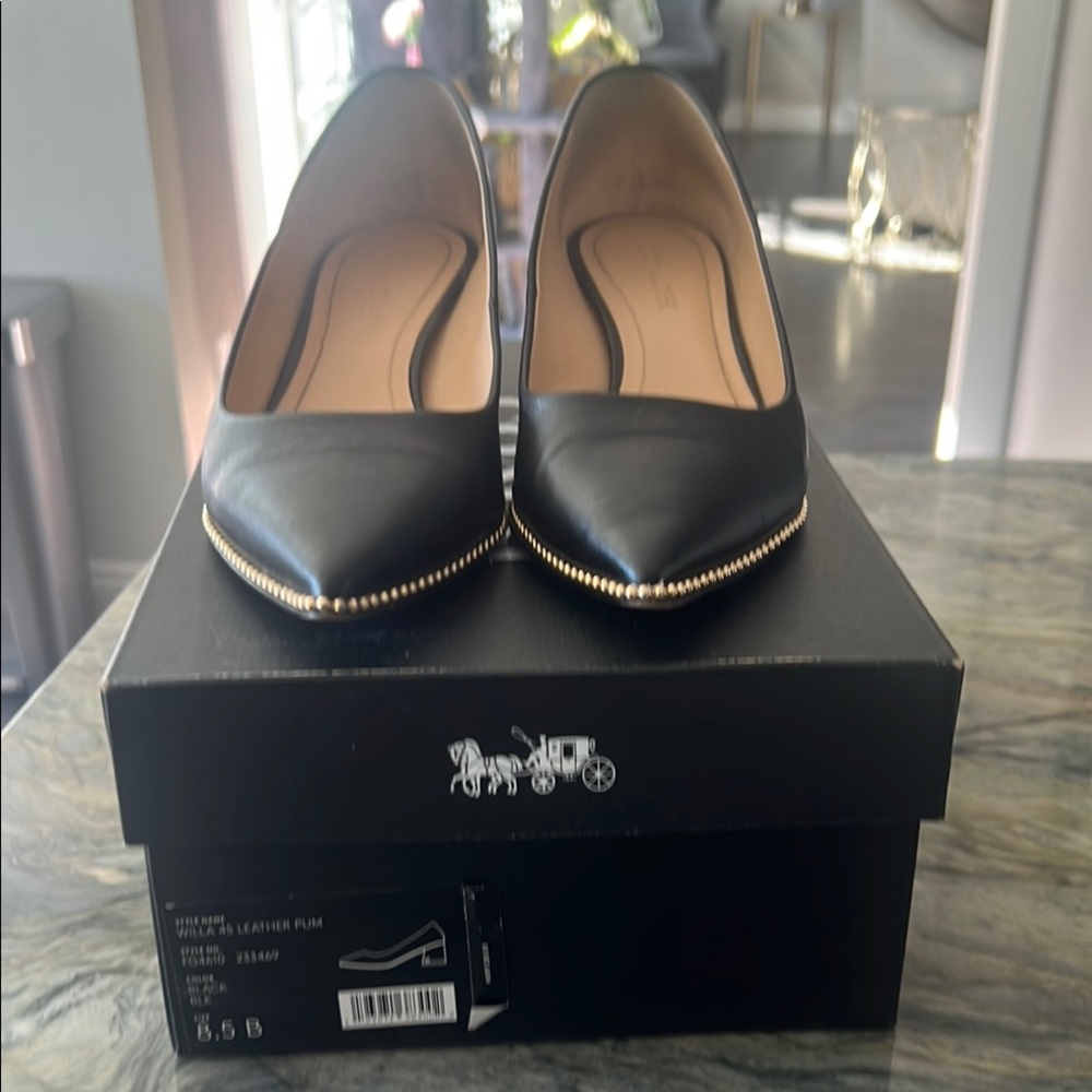 Coach Black Leather Women's Low Heel